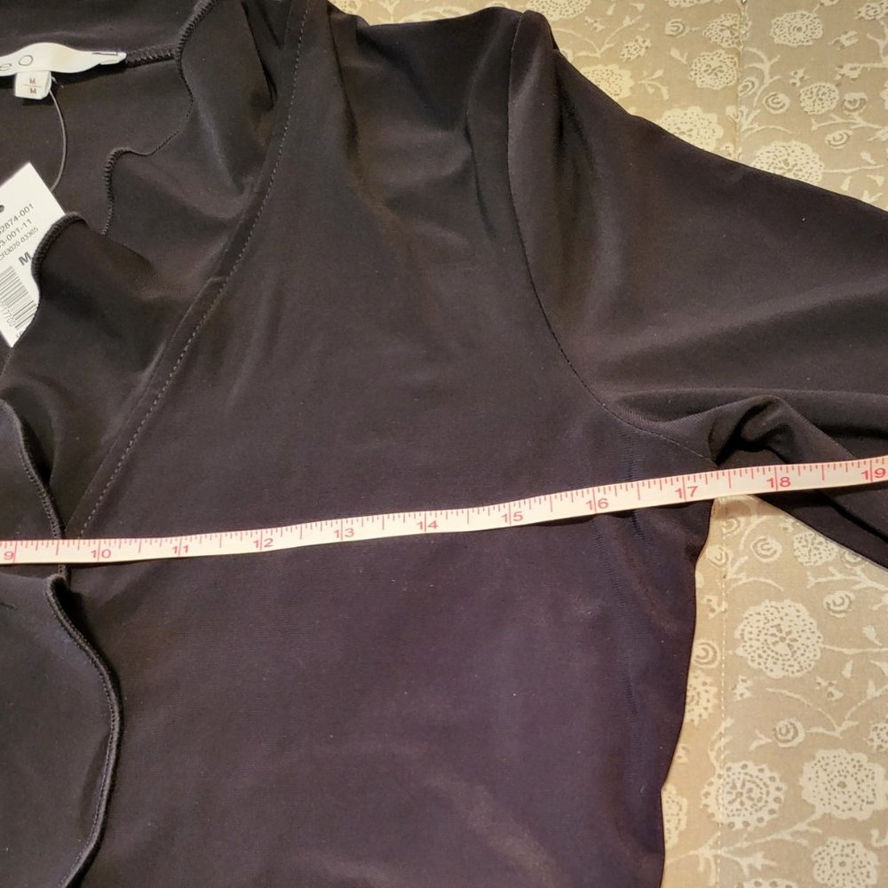 NEW cleo Black Ruffle-Sleeve Open Shrug, M - Picture 7 of 8